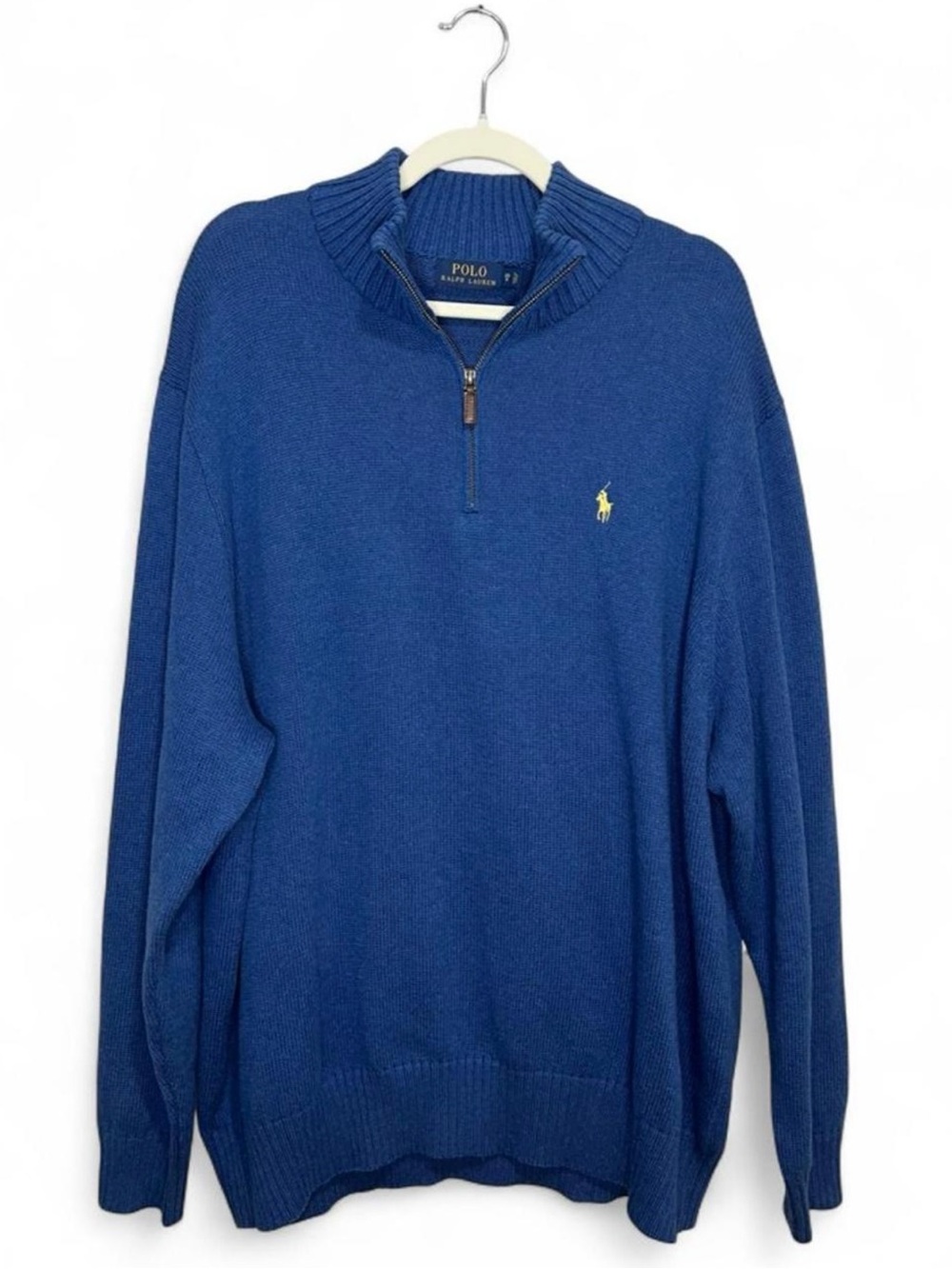 NWT Men's POLO Ralph Lauren Shale Blue
Quarter Zip Sweater with yellow pony